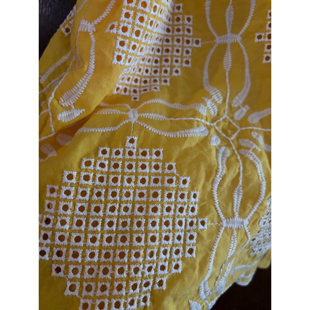 Maeve Anthropologie Yellow Embroidered Shirt Dress Belted Lined Size Small - Picture 2 of 4